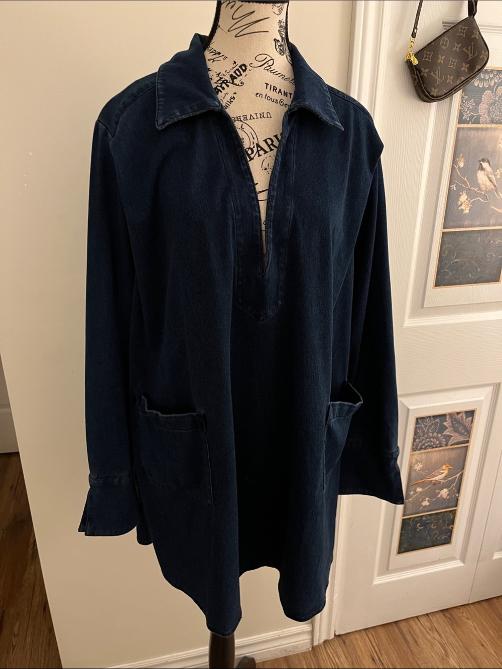 Dark Navy Women's Tunic /Pull-over stretch denim - Unbranded